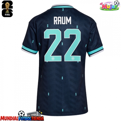 Camiseta Alemania David Raum #22 Segunda Equipación Replica Mundial 2026 para mujer mangas cortas